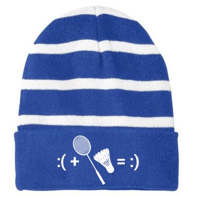 Badminton Game Shuttlecock Sport Badminton Gift Striped Beanie with Solid Band