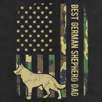Best German Shepherd Dog Dad Camouflage American Flag 7 Panel Mesh Trucker Snapback Hat