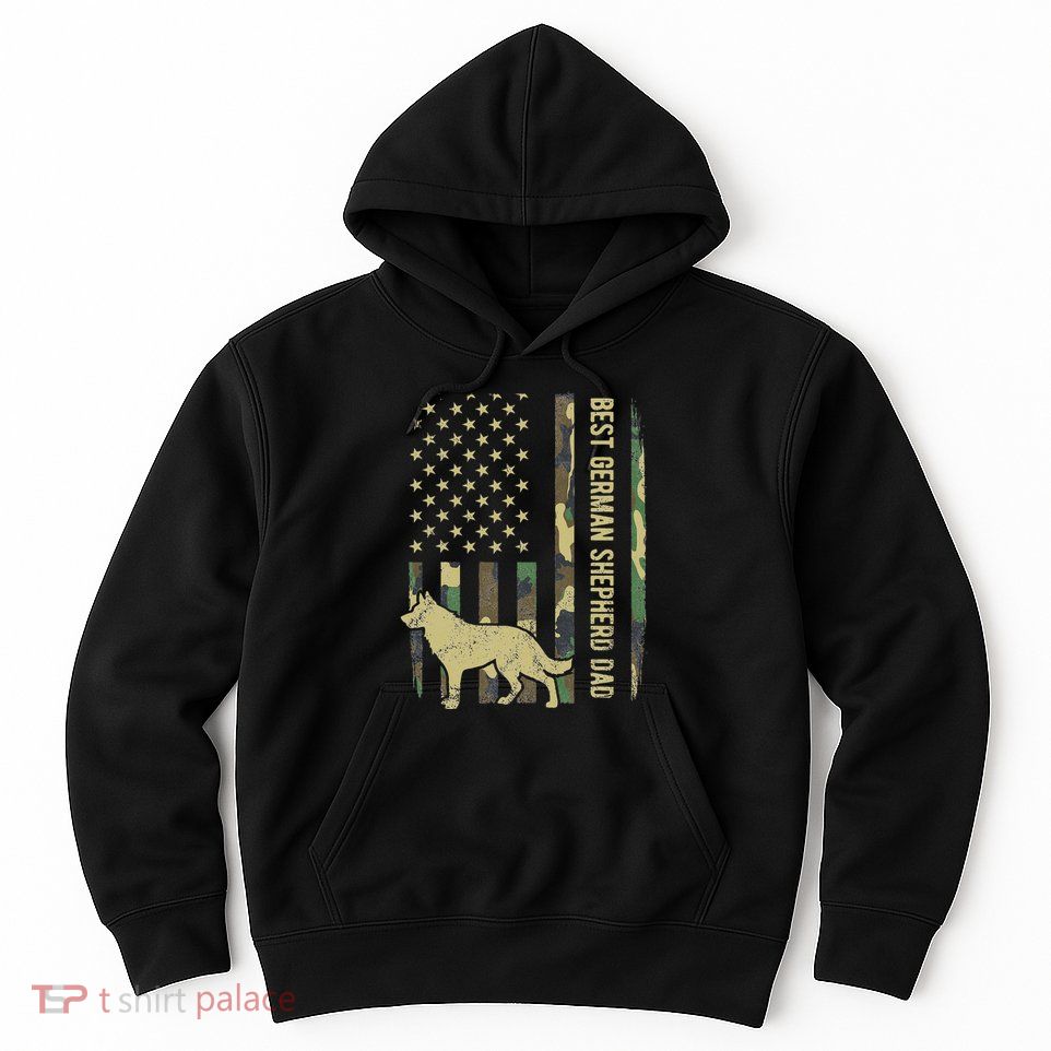 Best German Shepherd Dog Dad Camouflage American Flag Hoodie