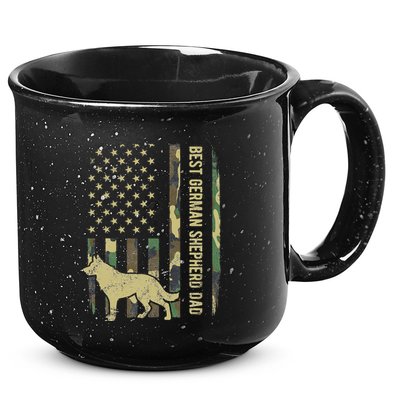 Best German Shepherd Dog Dad Camouflage American Flag 15oz Campfire Ceramic Mug