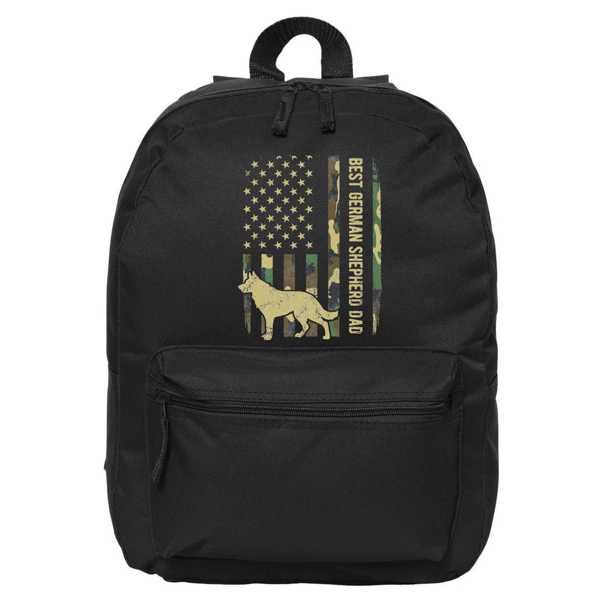 Best German Shepherd Dog Dad Camouflage American Flag 16 in Basic Backpack