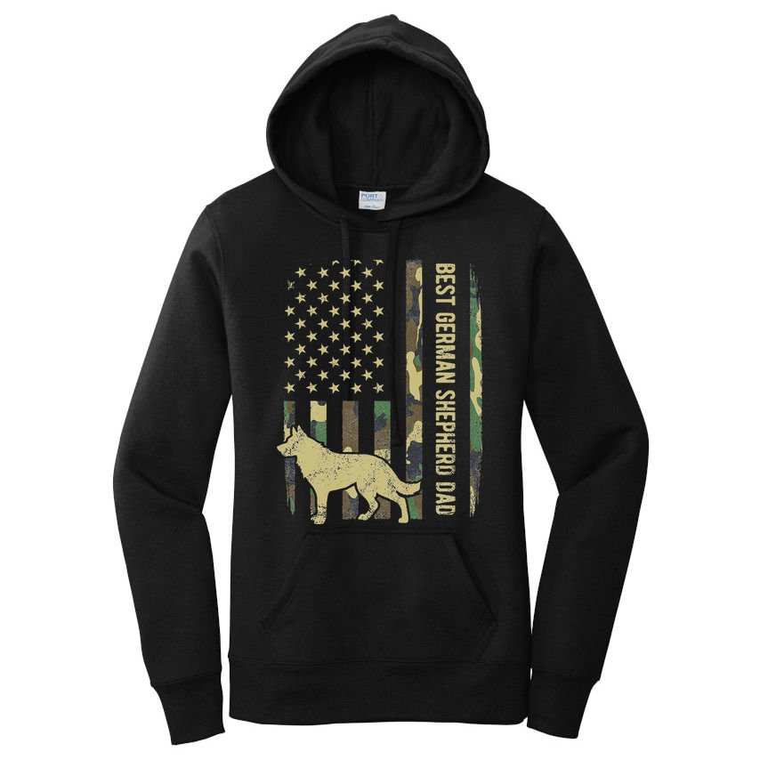Best German Shepherd Dog Dad Camouflage American Flag Women's Pullover Hoodie