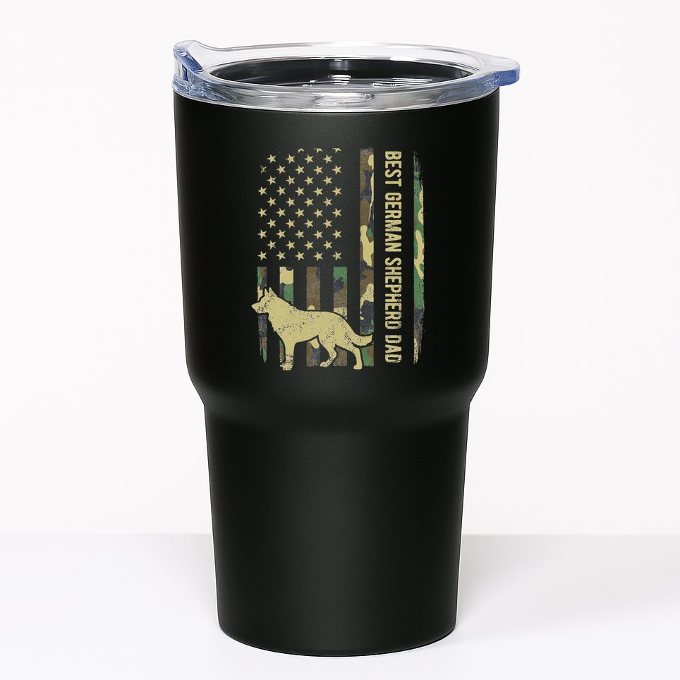 Best German Shepherd Dog Dad Camouflage American Flag Tumbler