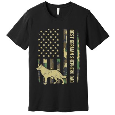 Best German Shepherd Dog Dad Camouflage American Flag Premium T-Shirt