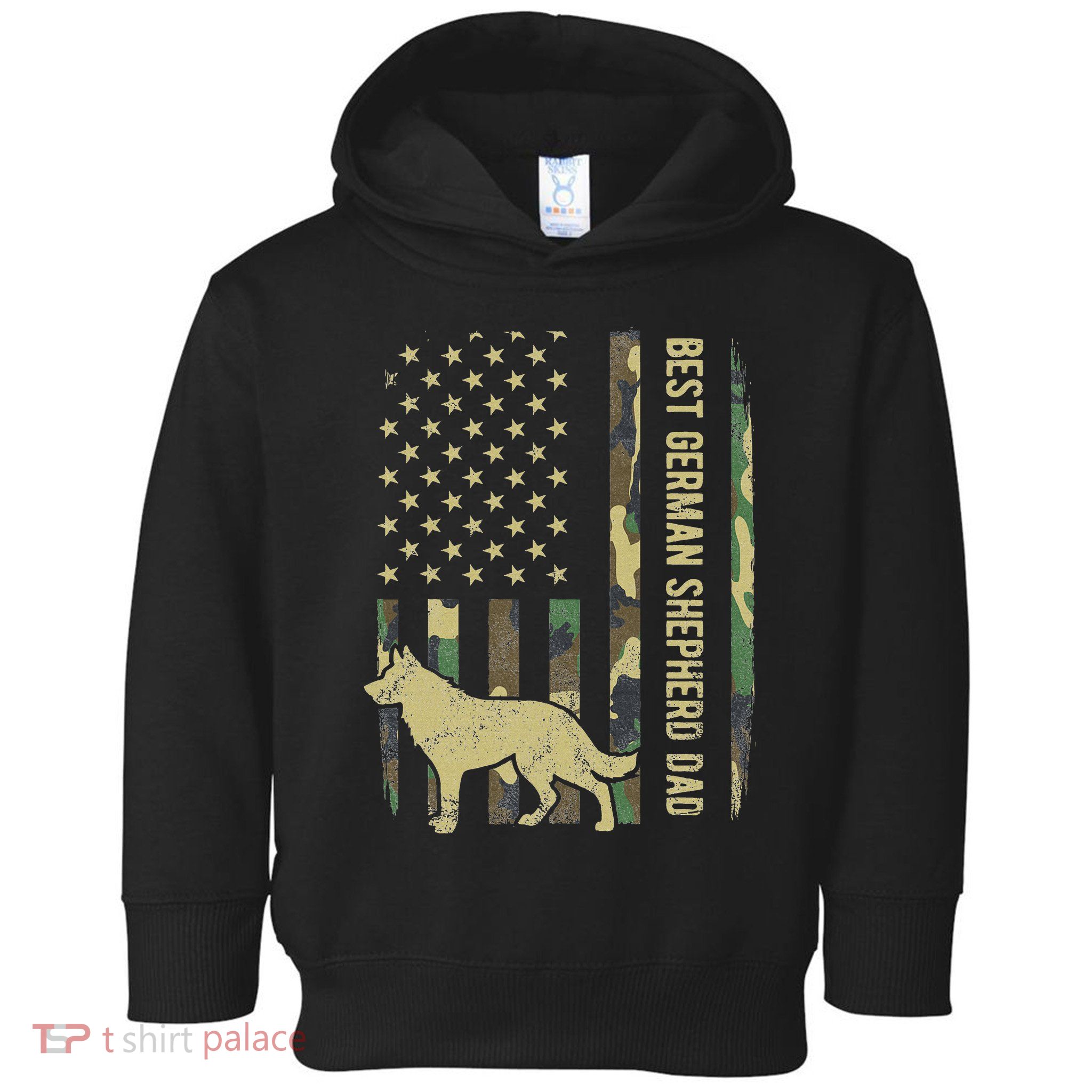 Best German Shepherd Dog Dad Camouflage American Flag Toddler Hoodie