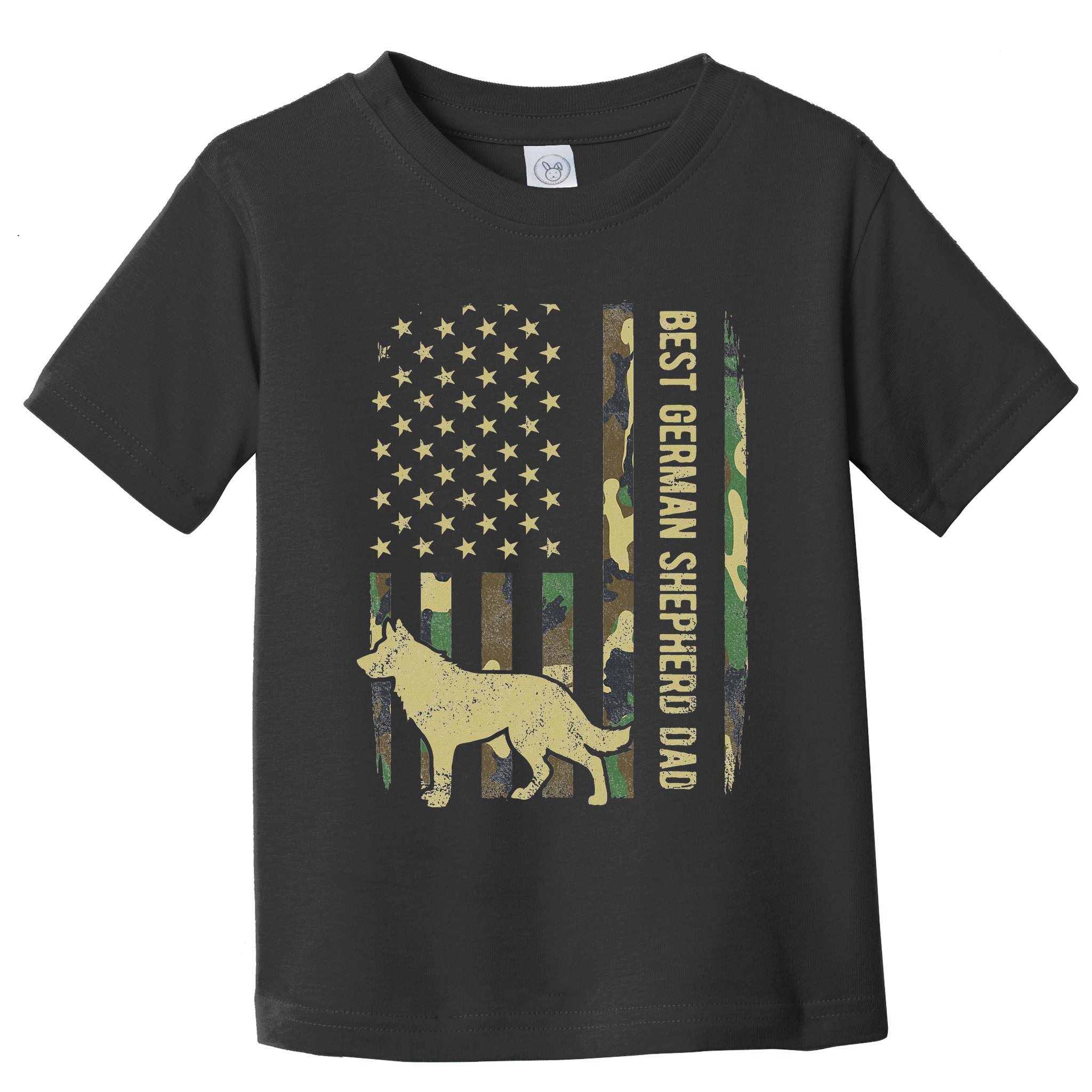 Best German Shepherd Dog Dad Camouflage American Flag Toddler T-Shirt