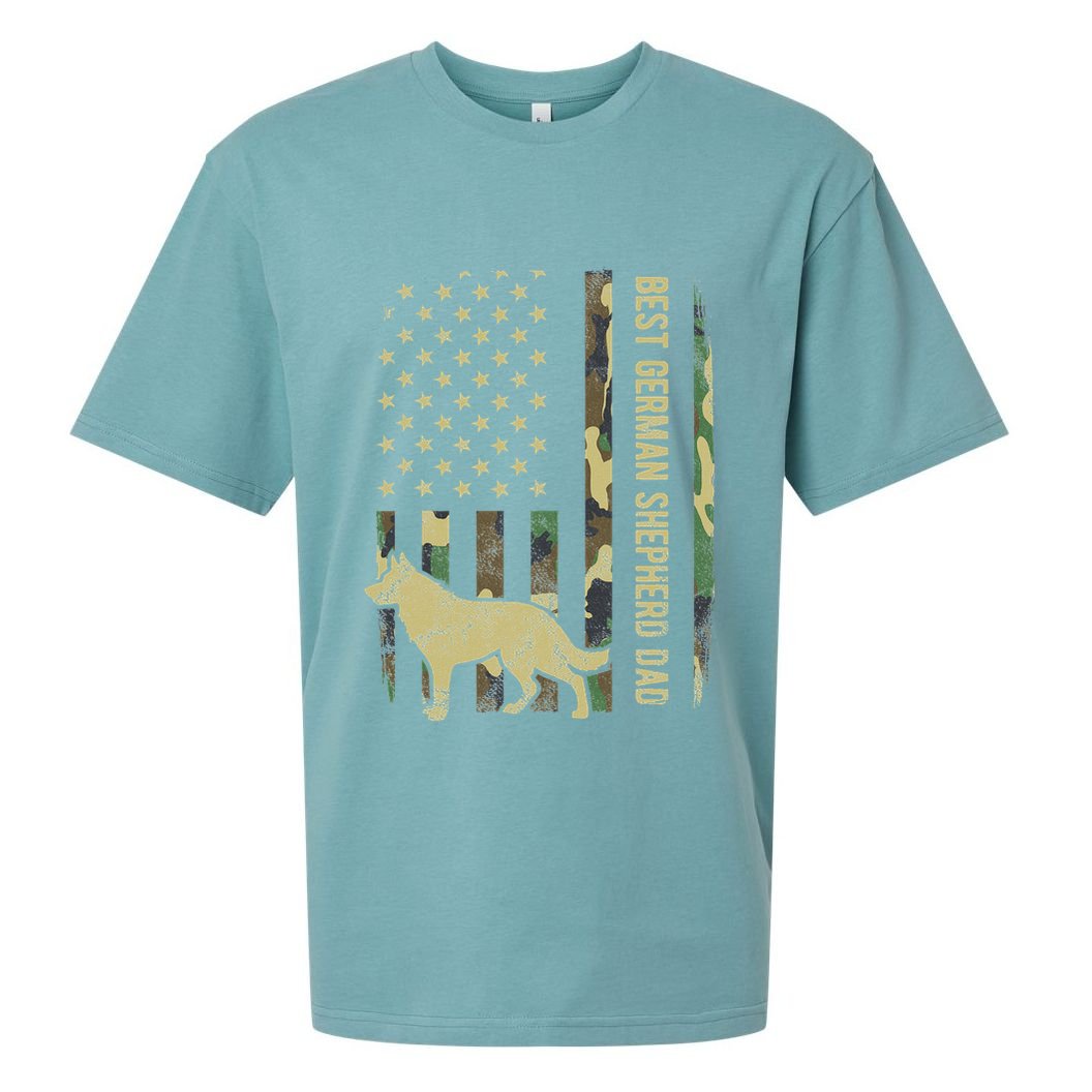Best German Shepherd Dog Dad Camouflage American Flag Sueded Cloud Jersey T-Shirt