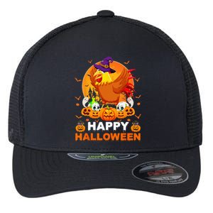 Boo Ghost Scary Pumpkin Moon Witch Rooster Halloween Flexfit Unipanel Trucker Cap