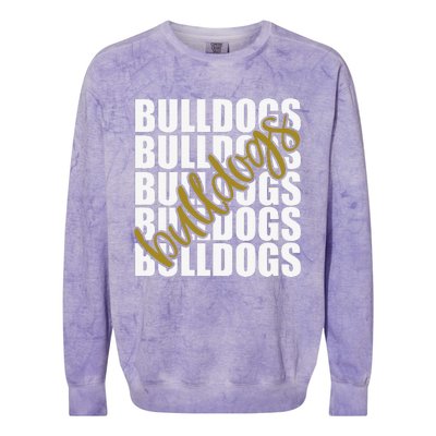 Bulldogs Gold School Sports Fan Team Spirit Colorblast Crewneck Sweatshirt