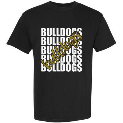 Bulldogs Gold School Sports Fan Team Spirit Garment-Dyed Heavyweight T-Shirt