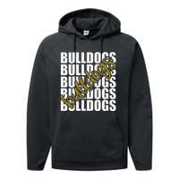 Bulldogs Gold School Sports Fan Team Spirit Performance Fleece Hoodie