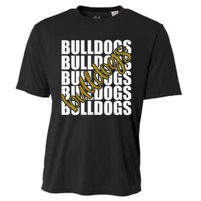 Bulldogs Gold School Sports Fan Team Spirit Cooling Performance Crew T-Shirt