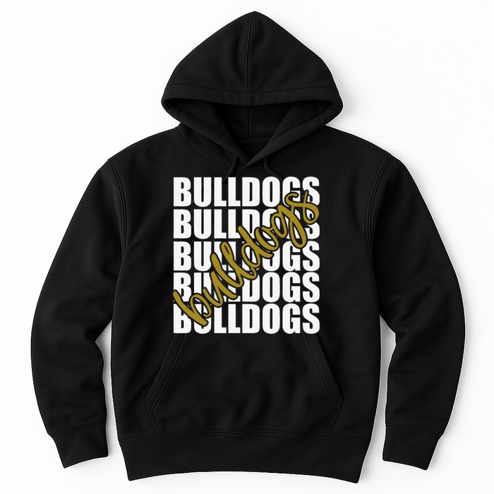 Bulldogs Gold School Sports Fan Team Spirit Hoodie