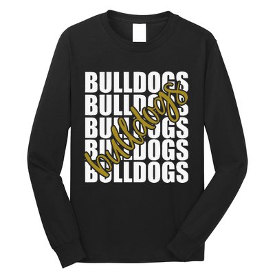 Bulldogs Gold School Sports Fan Team Spirit Long Sleeve Shirt