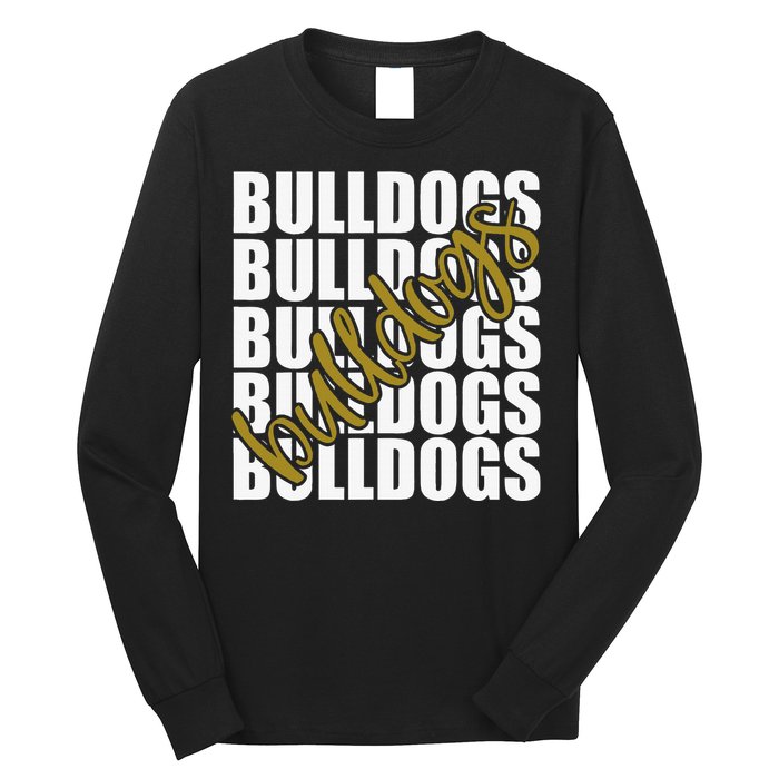 Bulldogs Gold School Sports Fan Team Spirit Long Sleeve Shirt