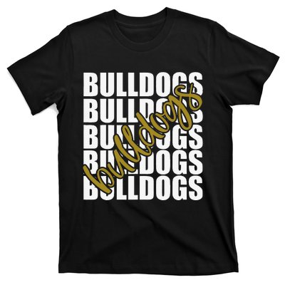 Bulldogs Gold School Sports Fan Team Spirit T-Shirt