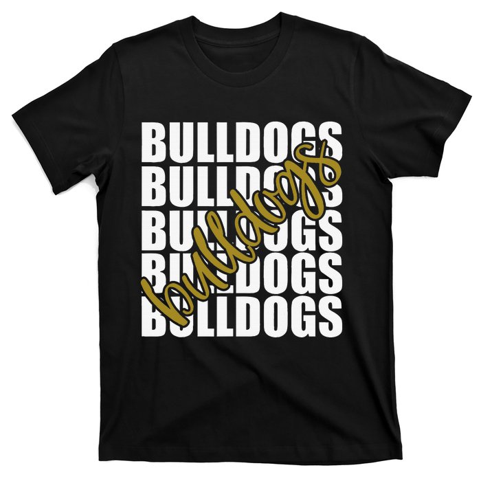 Bulldogs Gold School Sports Fan Team Spirit T-Shirt