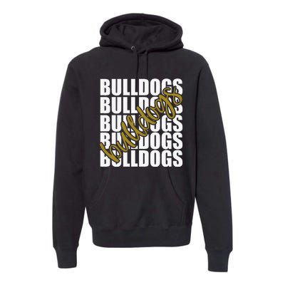 Bulldogs Gold School Sports Fan Team Spirit Premium Hoodie