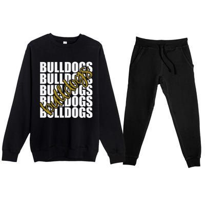 Bulldogs Gold School Sports Fan Team Spirit Premium Crewneck Sweatsuit Set