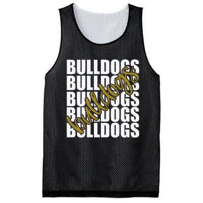 Bulldogs Gold School Sports Fan Team Spirit Mesh Reversible Basketball Jersey Tank