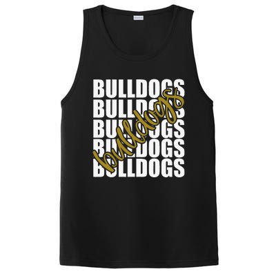 Bulldogs Gold School Sports Fan Team Spirit PosiCharge Competitor Tank