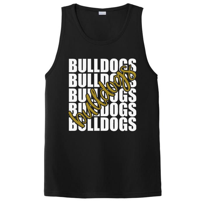 Bulldogs Gold School Sports Fan Team Spirit PosiCharge Competitor Tank