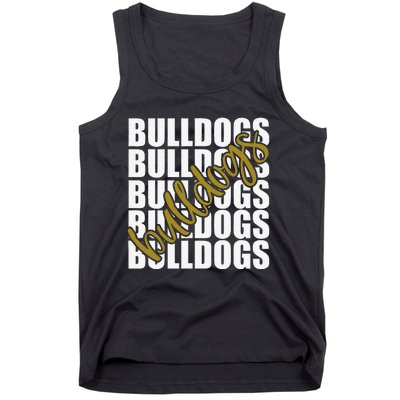 Bulldogs Gold School Sports Fan Team Spirit Tank Top