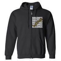 Bulldogs Gold School Sports Fan Team Spirit Full Zip Hoodie