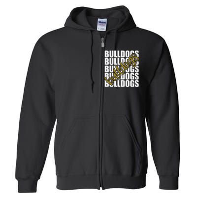 Bulldogs Gold School Sports Fan Team Spirit Full Zip Hoodie