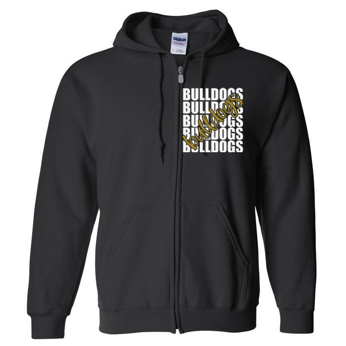 Bulldogs Gold School Sports Fan Team Spirit Full Zip Hoodie