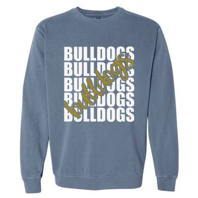 Bulldogs Gold School Sports Fan Team Spirit Garment-Dyed Sweatshirt