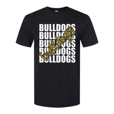 Bulldogs Gold School Sports Fan Team Spirit Softstyle CVC T-Shirt