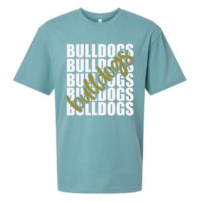 Bulldogs Gold School Sports Fan Team Spirit Sueded Cloud Jersey T-Shirt