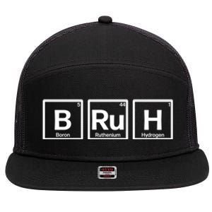 Bruh Gamer Slang Meme Design 7 Panel Mesh Trucker Snapback Hat