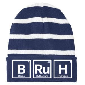 Bruh Gamer Slang Meme Design Striped Beanie with Solid Band