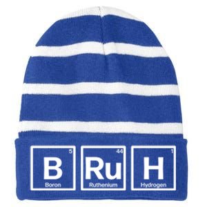 Bruh Gamer Slang Meme Design Gift Striped Beanie with Solid Band