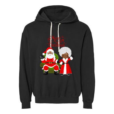 Black Girl Santa Claus Holiday African American Christmas Garment-Dyed Fleece Hoodie