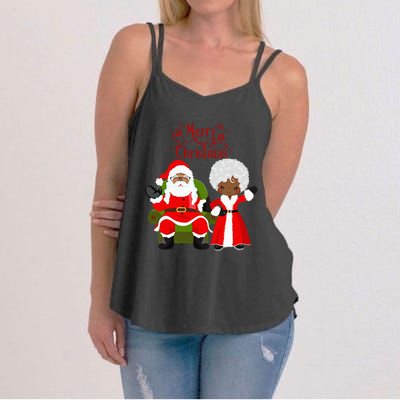 Black Girl Santa Claus Holiday African American Christmas Women's Strappy Tank