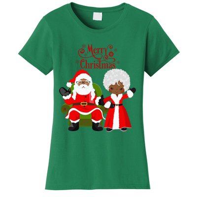 Black Girl Santa Claus Holiday African American Christmas Women's T-Shirt