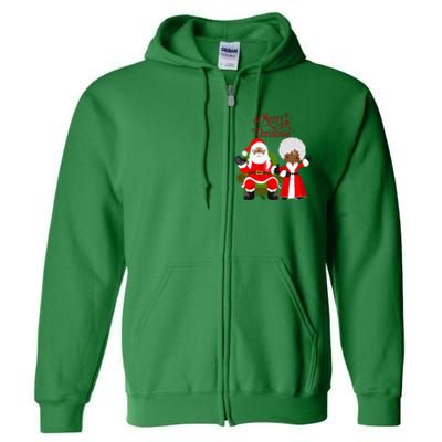 Black Girl Santa Claus Holiday African American Christmas Full Zip Hoodie