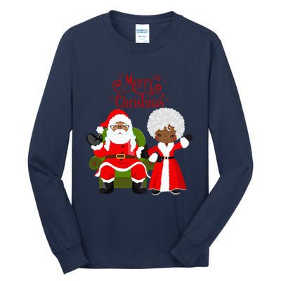 Black Girl Santa Claus Holiday African American Christmas Tall Long Sleeve T-Shirt