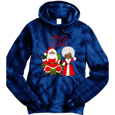 Black Girl Santa Claus Holiday African American Christmas Tie Dye Hoodie