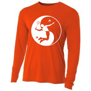 Badmintonplayer Game Shuttlecock Yinyangsymbol Badminton Gift Cooling Performance Long Sleeve Crew