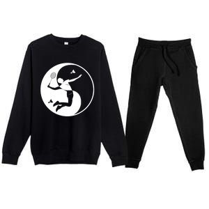 Badmintonplayer Game Shuttlecock Yinyangsymbol Badminton Gift Premium Crewneck Sweatsuit Set