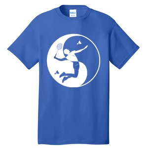 Badmintonplayer Game Shuttlecock Yinyangsymbol Badminton Gift Tall T-Shirt