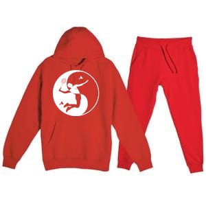 Badmintonplayer Game Shuttlecock Yinyangsymbol Badminton Gift Premium Hooded Sweatsuit Set