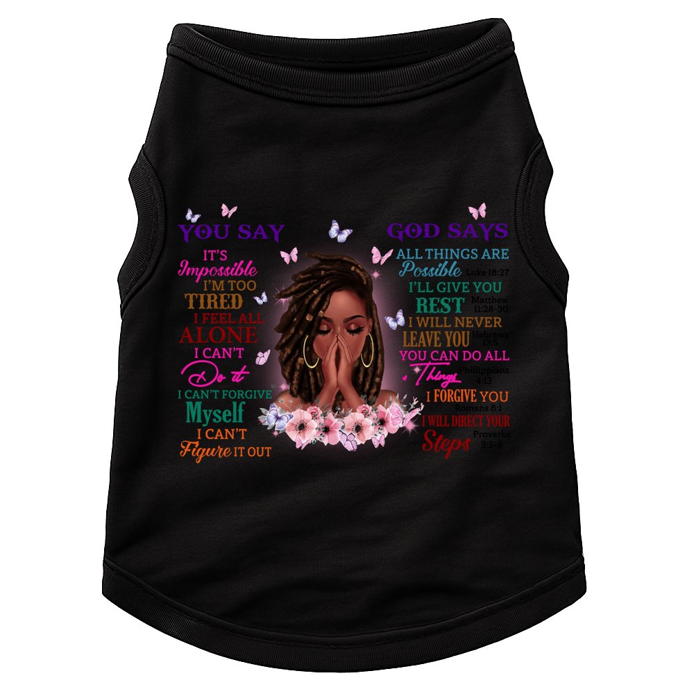 Black God Says I Am Afro African American Gift Doggie Tank