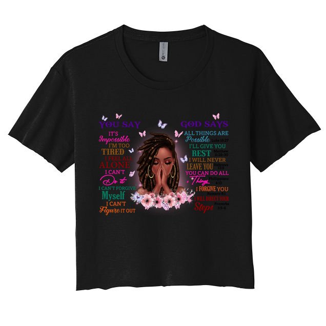 Black God Says I Am Afro African American Gift Crop Top