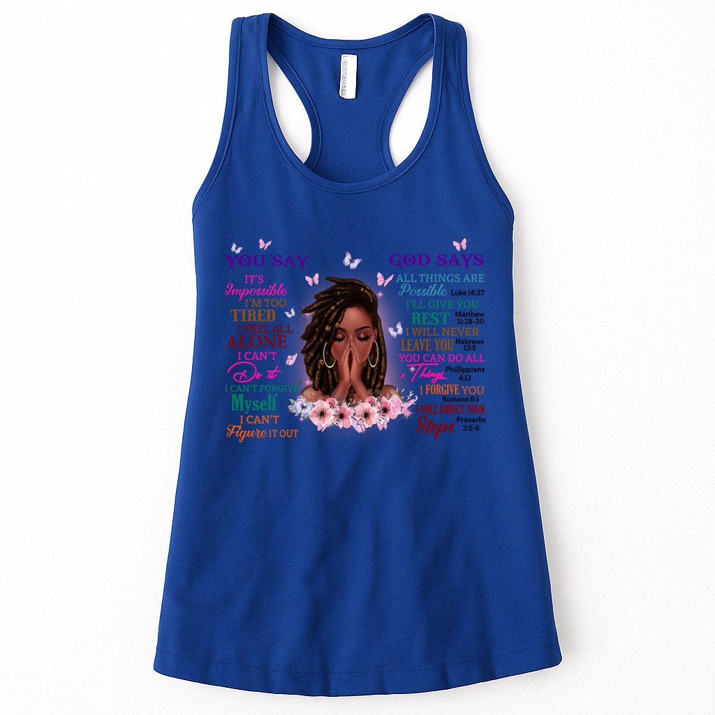 Black God Says I Am Afro African American Gift Womens Tank Top