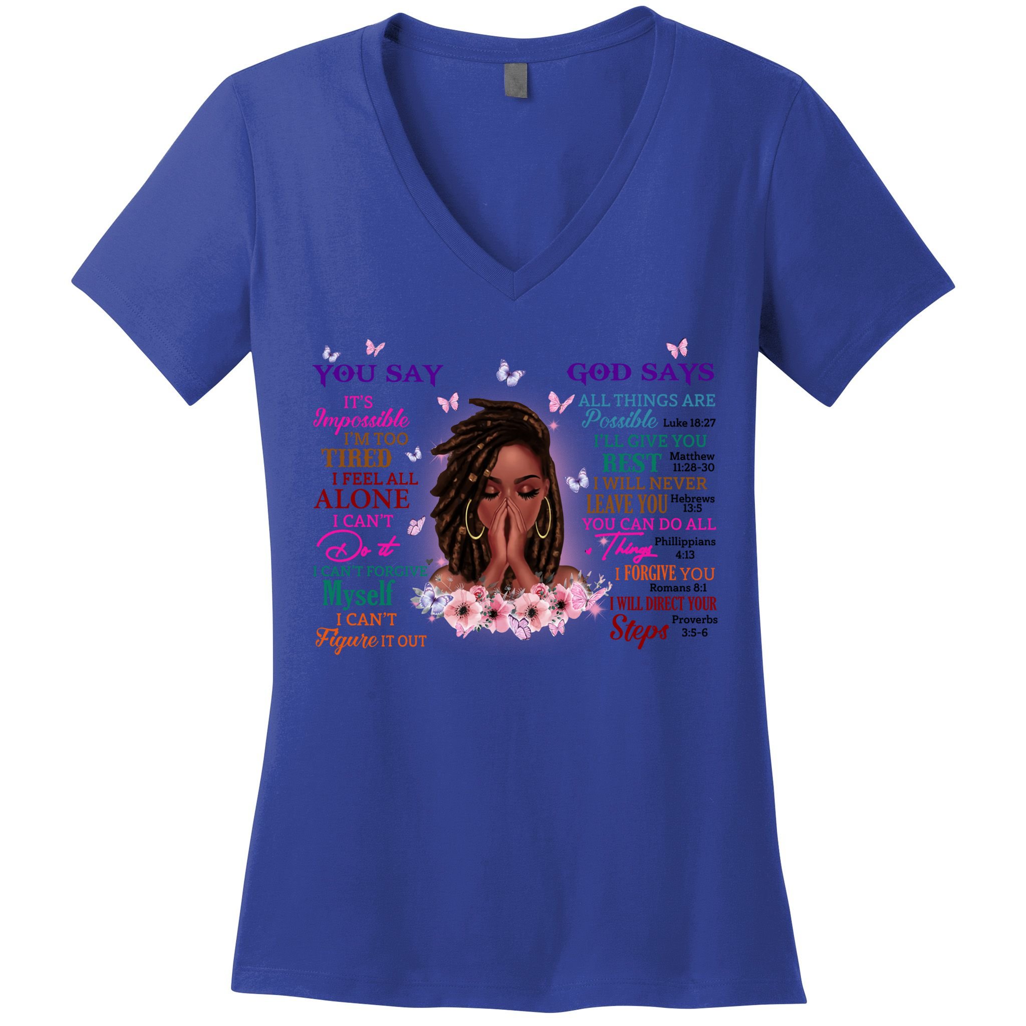 Black God Says I Am Afro African American Gift Women's V-Neck T-Shirt